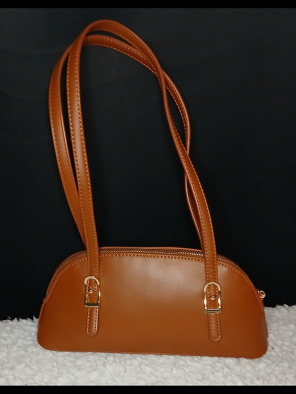 Madisson West Classic Tan Shoulder Bag with Gold Hardware